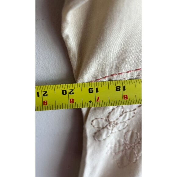 J.Jill Womens Crochet Short Slevee 100% Linen Long Embroidered Dress Beige Sz L - Picture 11 of 14